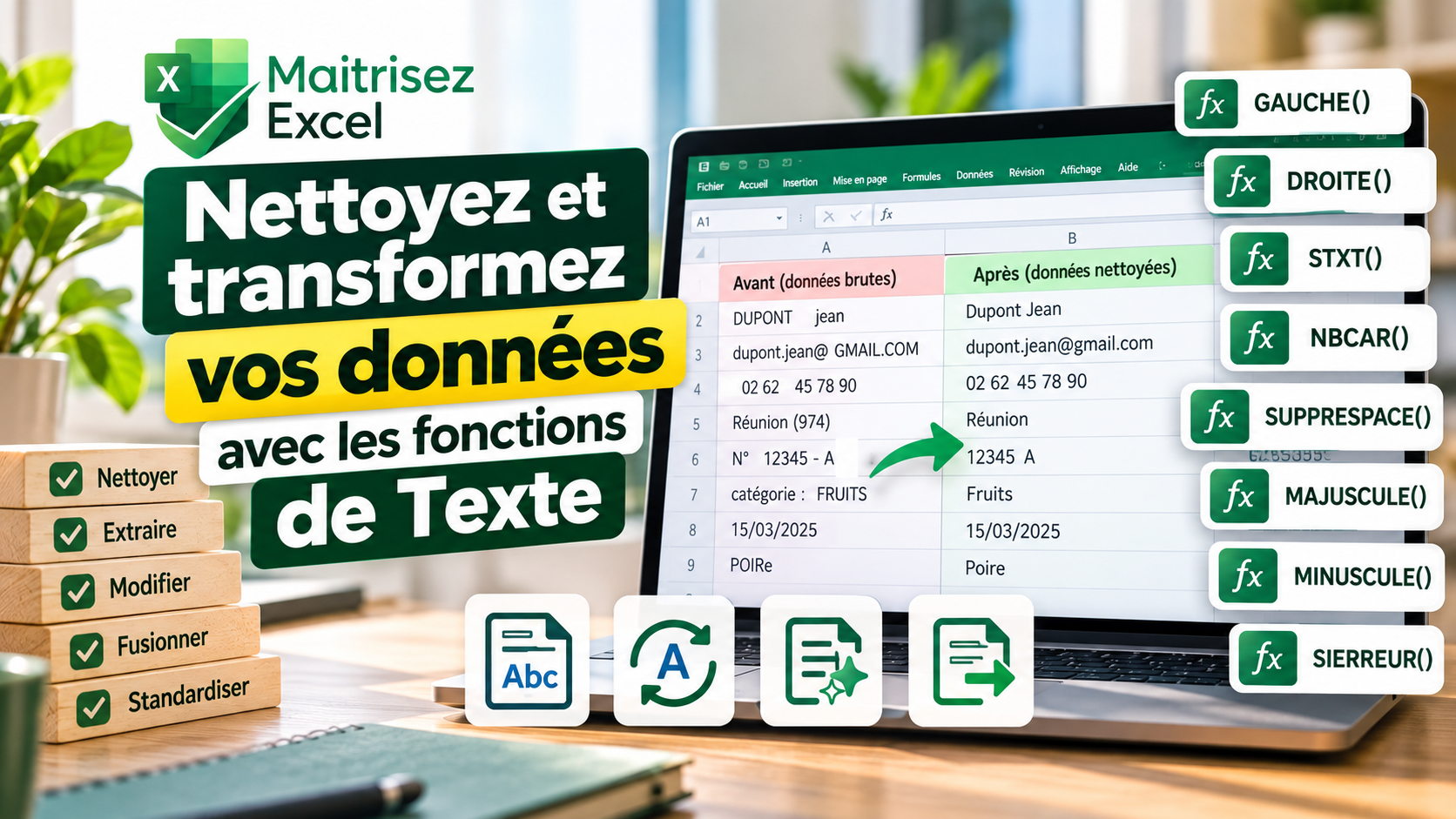 Nettoyez et transformez vos données avec les fonctions de Texte