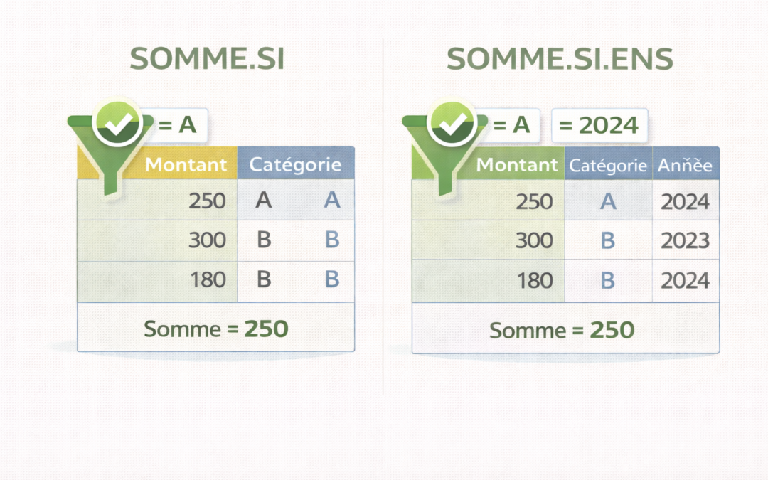 Faire une somme conditionnelle sur un ou plusieurs critères avec SOMME.SI et SOMME.SI.ENS