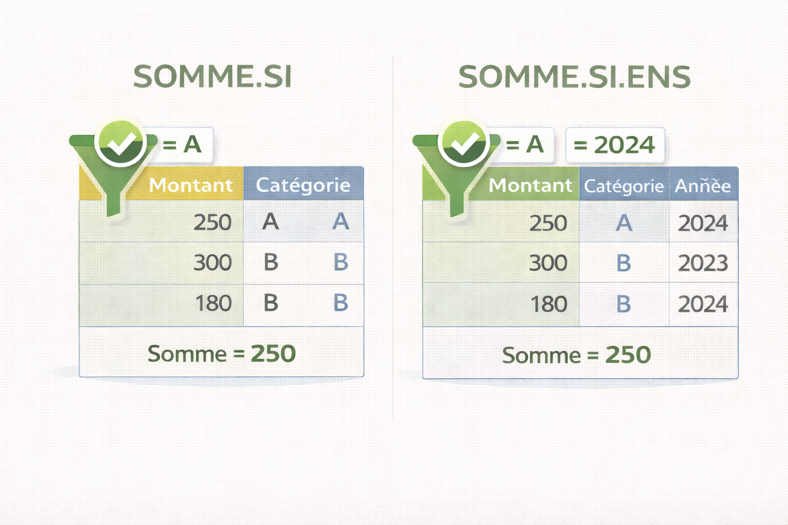 Faire une somme conditionnelle sur un ou plusieurs critères avec SOMME.SI et SOMME.SI.ENS