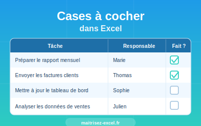 Utiliser les nouvelles cases à cocher d&rsquo;Excel